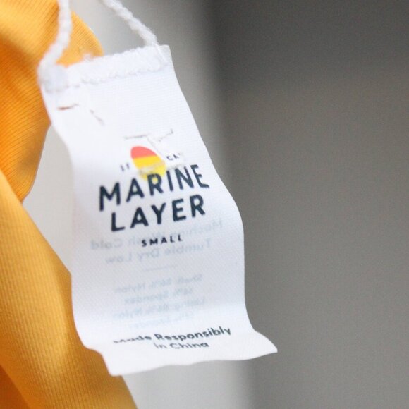 MARINE LAYER Plunge One Piece Swimsuit in Yellow Hibiscus Floral Size Small NWT - Picture 3 of 10